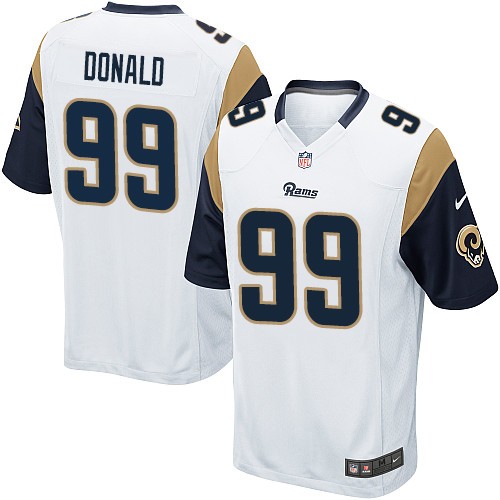 Men's Game Aaron Donald Nike Jersey White Road - #99 NFL Los Angeles Rams